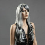 long straight hair silver gray women's hair sets Sex Doll Wig #25